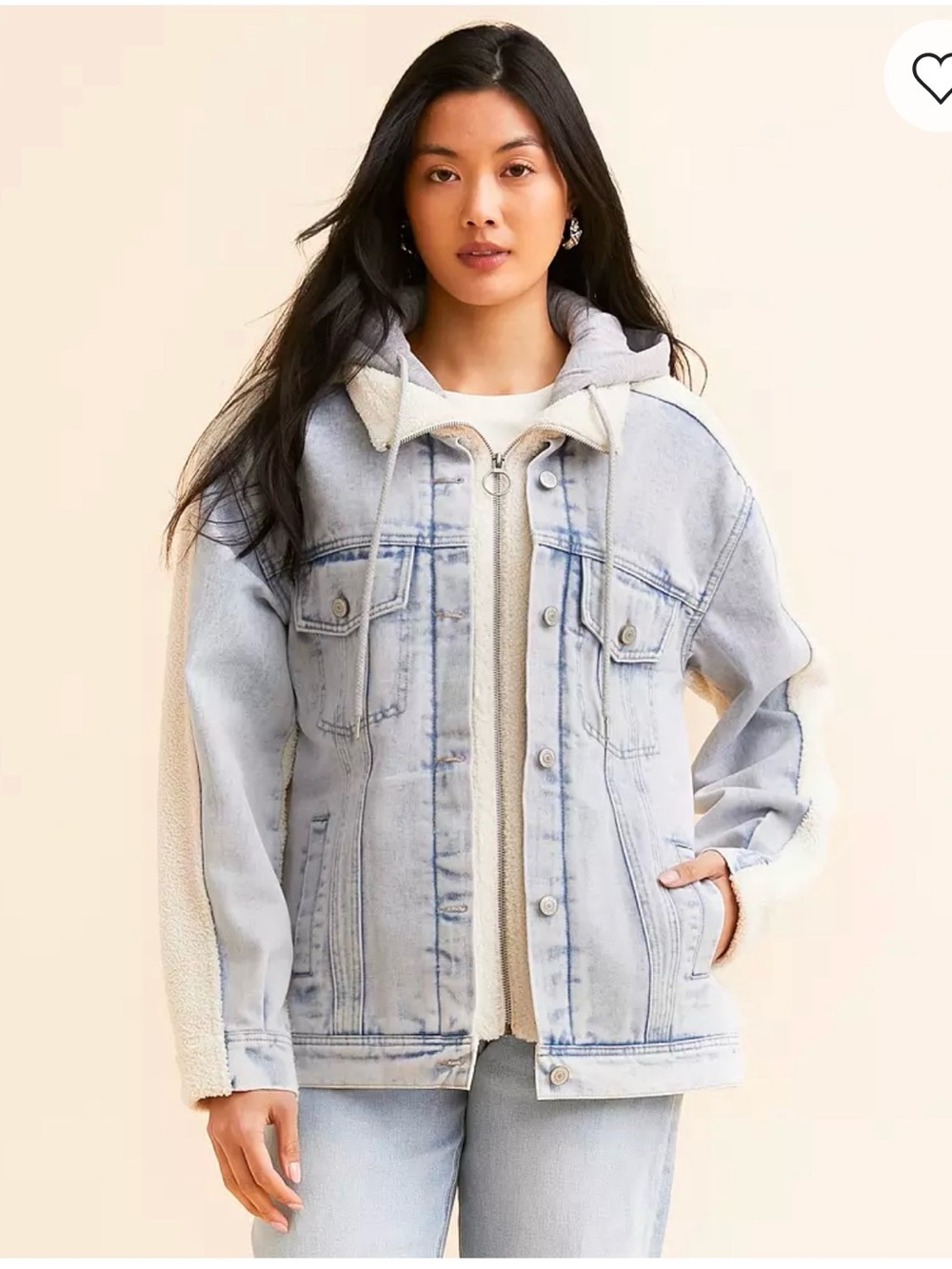 BUCKLE Pieced Sherpa Denim Hooded Jacket NWOT